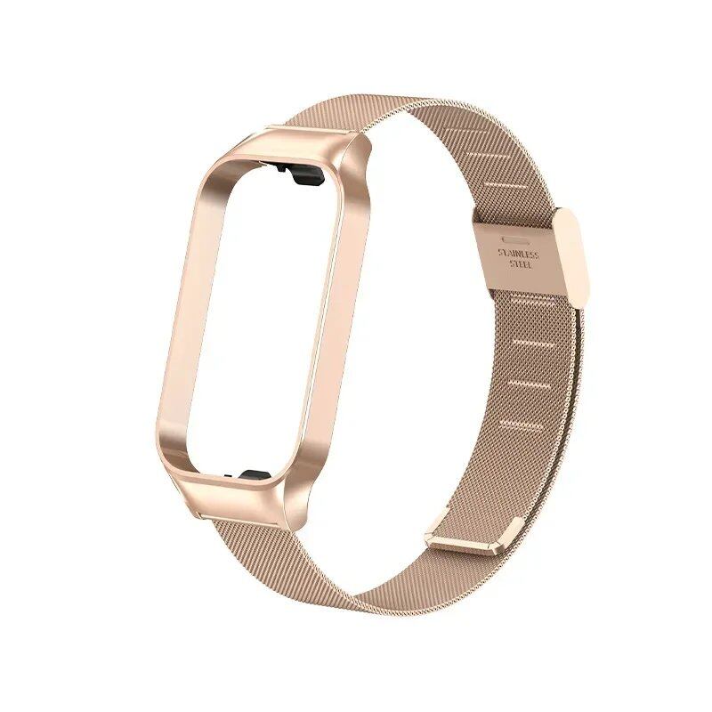 Stainless Steel Metal Strap for Xiaomi Mi Band 8 Active - Metal Wristband Compatible with Smart Band 8 Active, Band Color: Parallel Import