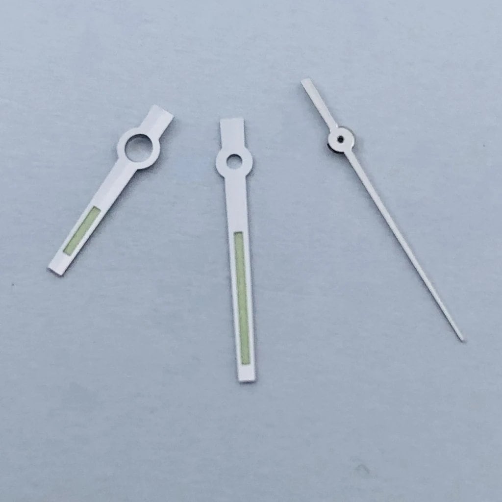 Miukushi Silver, Rose Gold, Blue, Black, Red Watch Hands with Green Luminous Hands, Compatible with NH35, NH36, ETA2824, 2836, PT5000, and Miyota 8215 Movements, Parallel Import