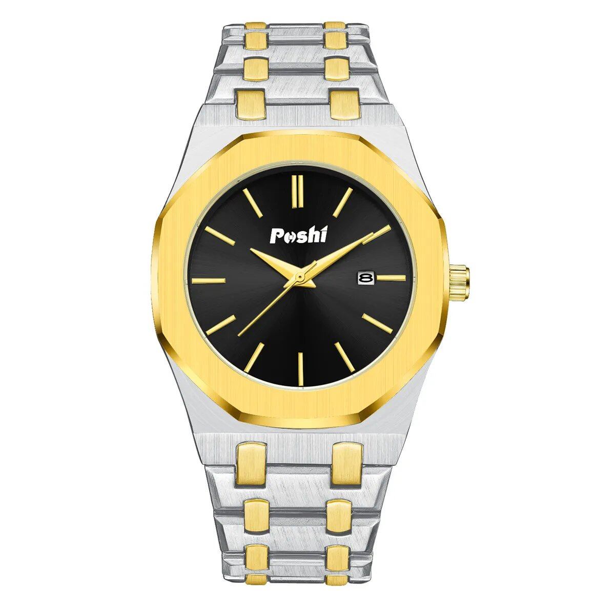 Posey Quartz Men's Watch with Simple Dial, Date Display, Stainless Steel Strap, Business, Fashion, Luxury, Original, Parallel Import