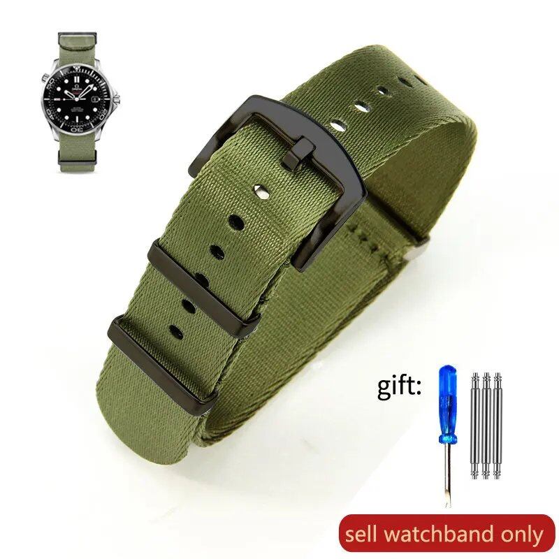 Breathable Soft Nylon Men's Watch Band for Omega 300 Ghost Party 007, Longines Conquest, Seiko, and Casio, 20mm and 22mm, Size 2, Parallel Import