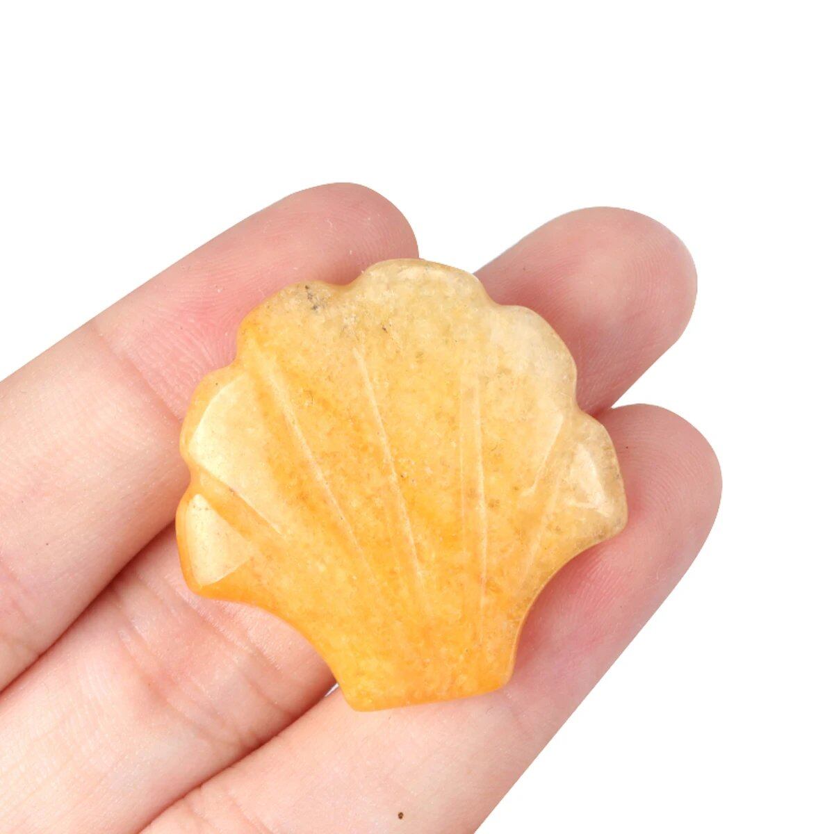 1 Natural Crystal, Sparkling Semi-Precious Shell-Shaped Figurine, Spiritual Healing, Power Stone, Room Decoration, Ornament, Gift, Size: 30mm x 30mm; Parallel Import