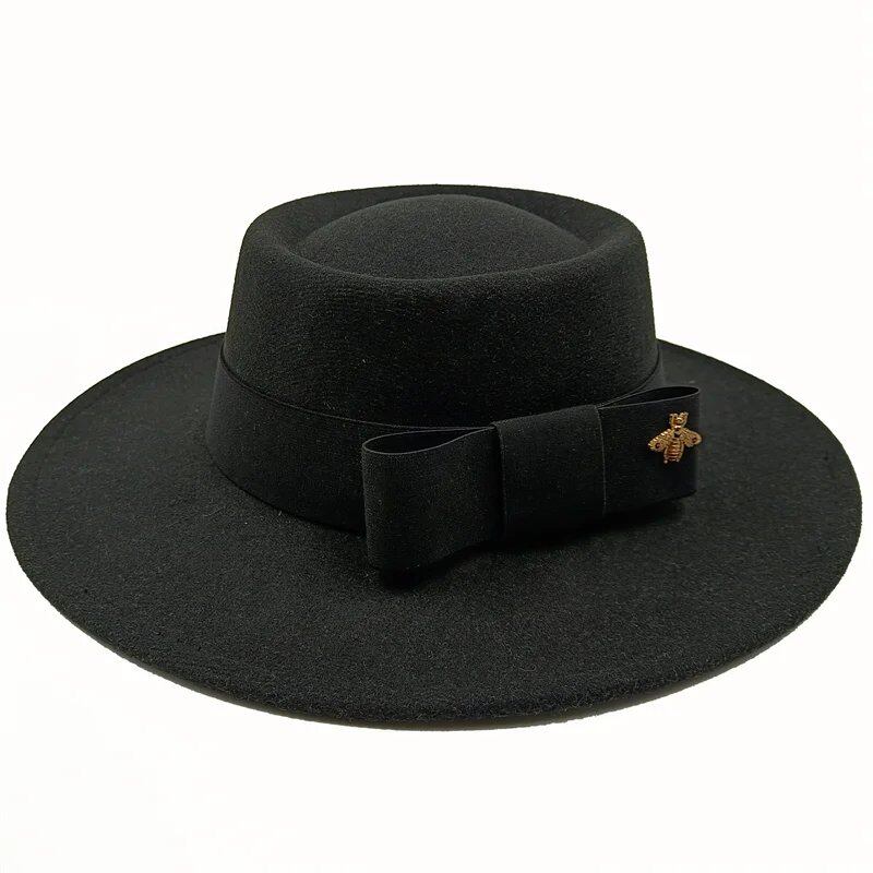 Winter Bowtie Fedora Hat with Textured Surface, Flat Top, and Elastic Band. Red. Men's and Women's Jazz Hat. Sizes: 56-58cm. Ships from: Parallel Import.