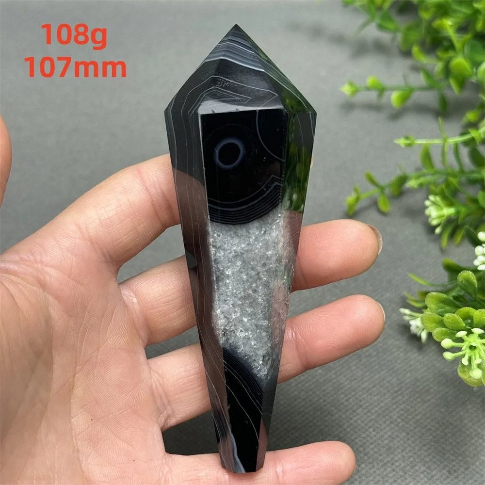 天然ブラックオニキスチップ セプター 超パワー レイキエネルギー チャクラ スピリチュアルヒーリング ウィザード ウィッチクラフト 瞑想 ホームデコレーション ギフト カラー: 並行輸入品