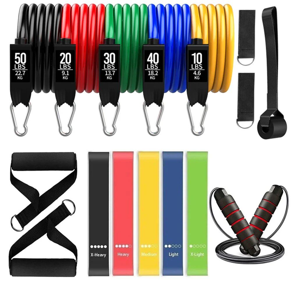 360lbs Resistance Band Set for Fitness Exercise, Elastic Tube, Pull Rope, Yoga Bands, Training Workout Equipment, Home Gym Weights, Color: SET - Parallel Import
