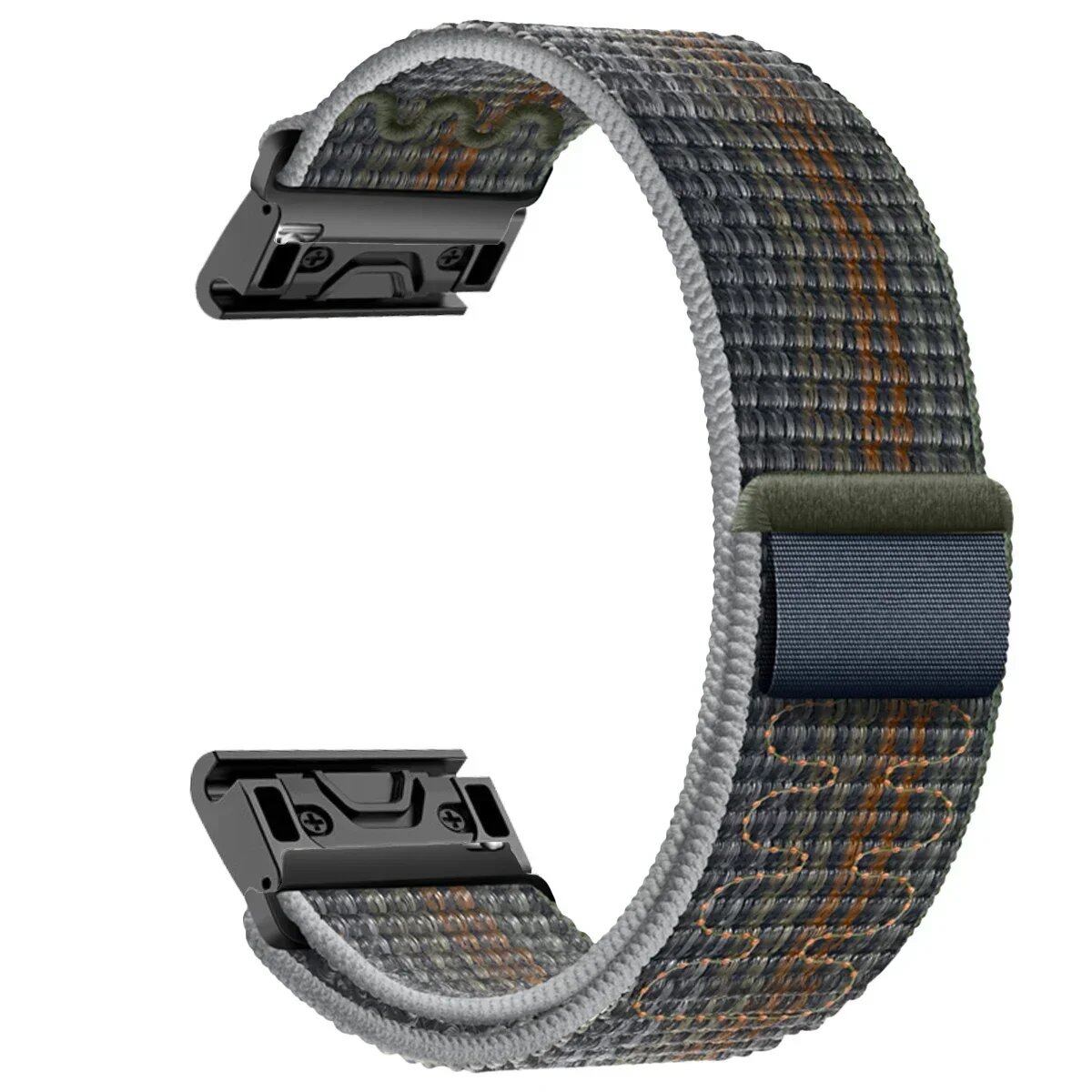 Compatible with Garmin Fenix 7X, 7 Pro, 6X, 6, 5X, 5Plus, Tactics 7, Forerunner 965, 955, and Enduro 2. 22mm/26mm nylon loop band with quick-fit strap. Band color: mm. Ships from: Parallel import.