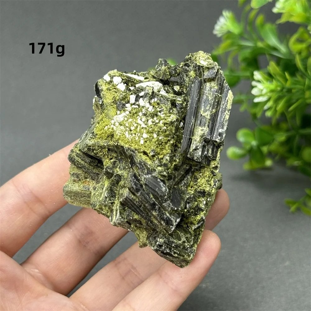 Natural Green Tourmaline Rough Stone Specimen Collection for Aura Healing, Meditation, and Energy Chakra Use. Gemstone Home Furnishing Gift. Parallel Import.