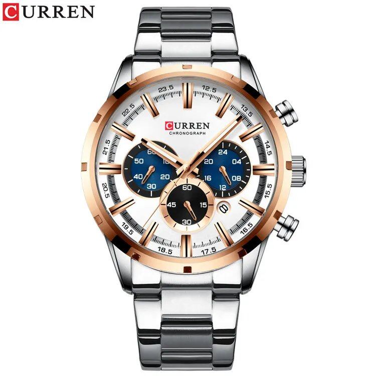 Karen Men's Watch with Blue Dial, Stainless Steel Band, Date Display, Waterproof, Luxury Business Watch, Imported