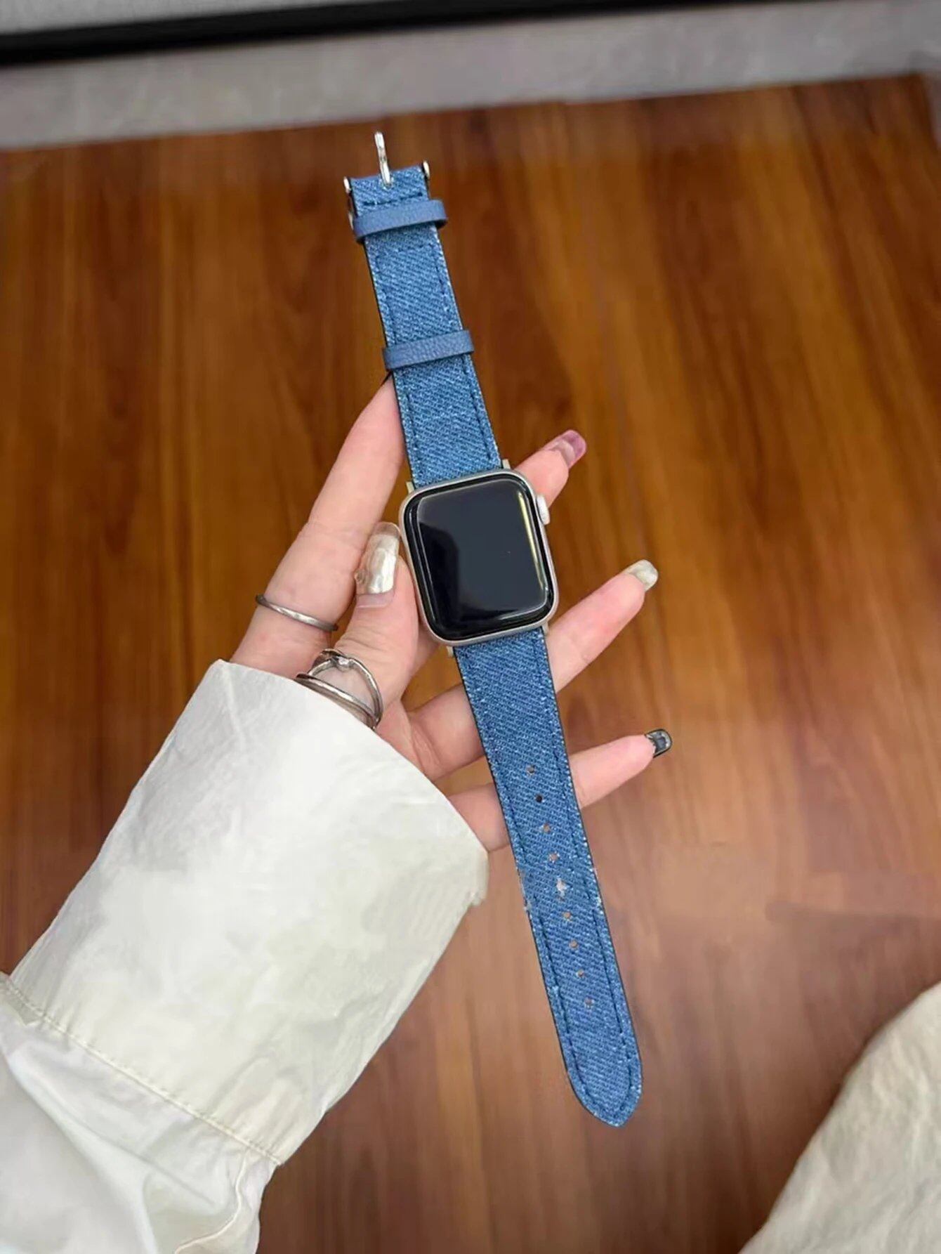 Retro Denim Apple Watch Band for Women, Compatible with 38mm, 40mm, 41mm, 42mm, 44mm, 45mm, 46mm, and 49mm Apple Watch Ultra (10/9/8/7), Band Color: Parallel Import