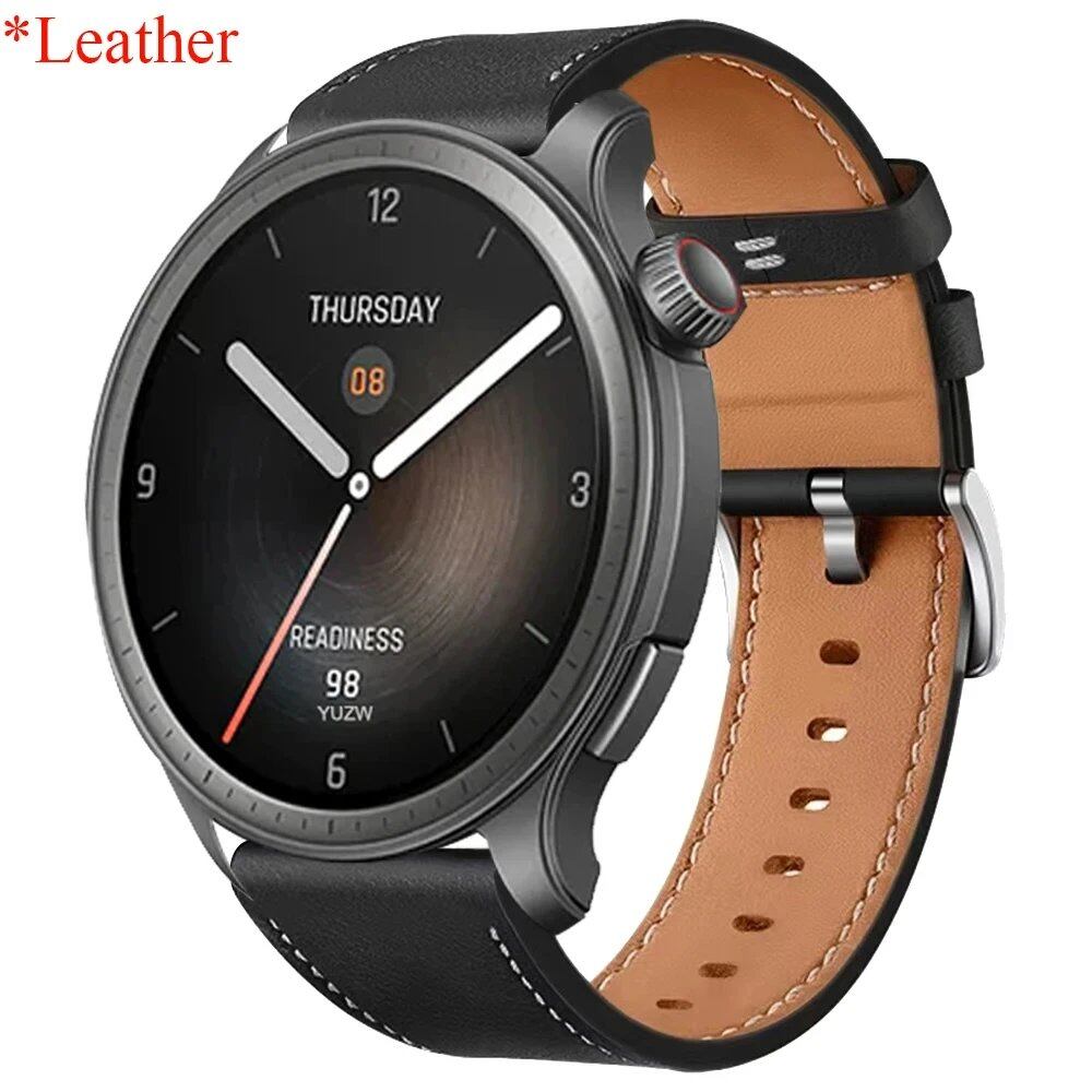 Compatible with Huami AMAZFIT BALANCE/CHEETAH Band, Amazfit BIP5, GTR 4/3 Pro (42mm/47mm), GTS 4/3, 20mm/22mm Soft Leather Strap Business Wristband, Band Color: mm, Parallel Import