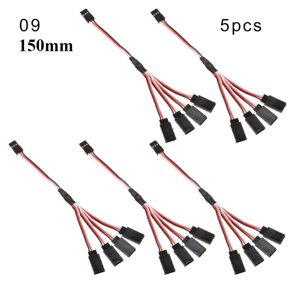 1/5-Piece Set, 100mm/150mm/200mm/300mm/500mm RC Servo Lead Cable Extension Cord, Y-Type Branch Extension Wire, JR Compatible, for RC Helicopters, Parallel Import