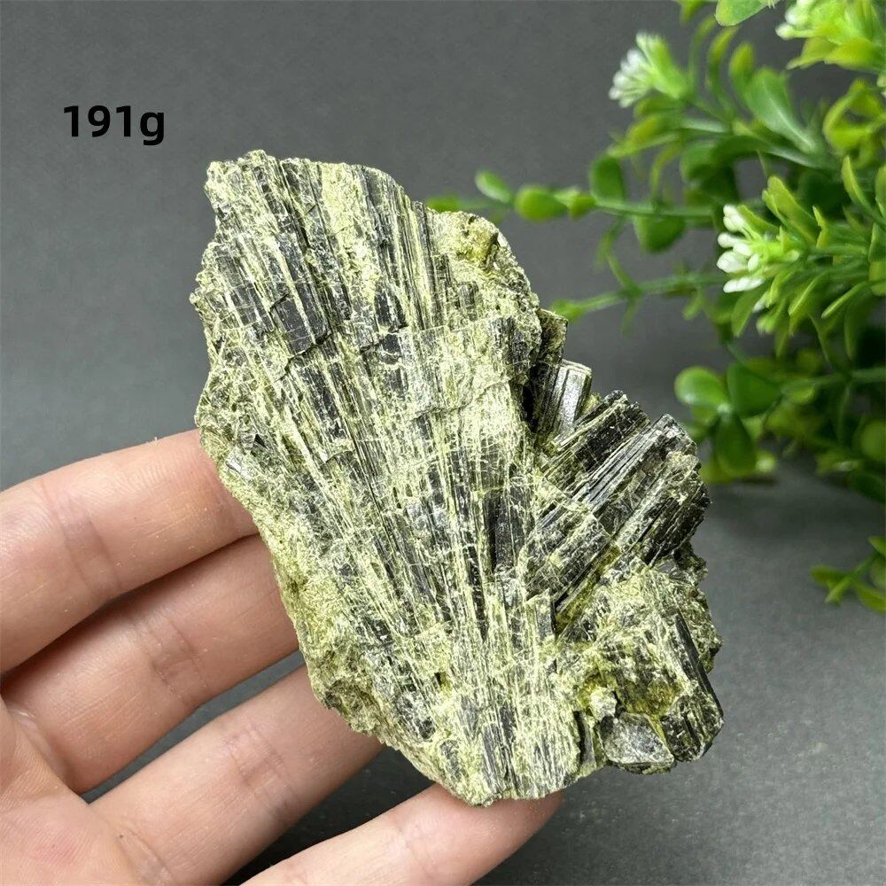 Natural Green Tourmaline Rough Stone Specimen Collection for Aura Healing, Meditation, and Energy Chakra Use. Gemstone Home Furnishing Gift. Parallel Import.