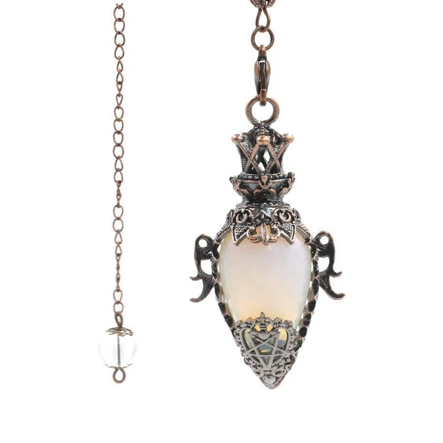 Large Natural Stone Pendant, Crystal Pendulum, Divination, Black Obsidian, Amethyst, Lapis Lazuli, Pink Quartz, Reiki, Spiritual, Pendulum, X210, Metal Color: Parallel Import