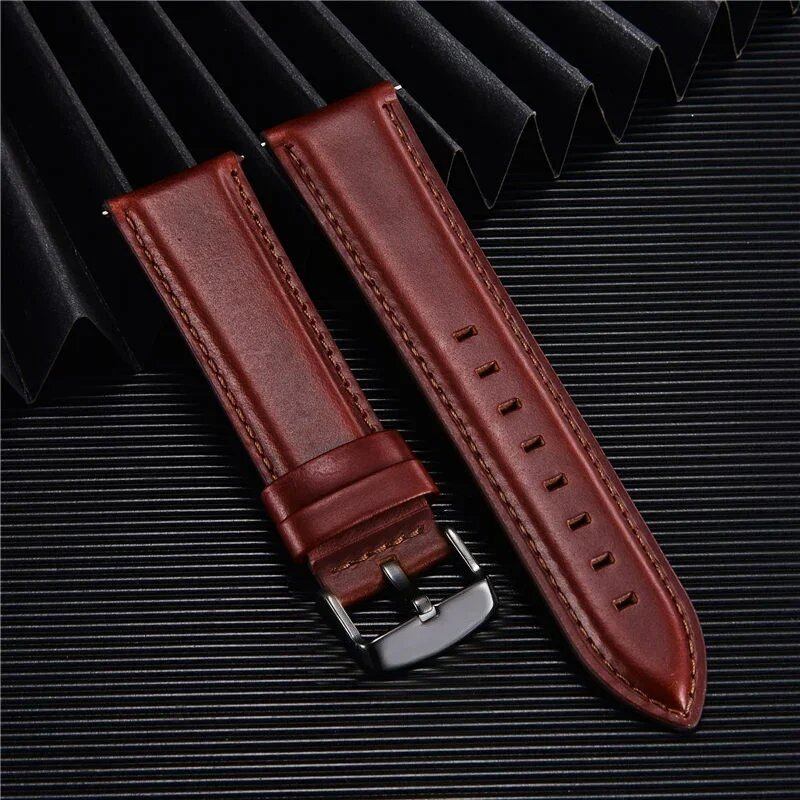 Quick Release Leather Watch Band, 18mm, 20mm, 22mm, Business Watch Strap, Black, Brown, Soft Bracelet, Watch Accessories, Band Color: mm, Parallel Import