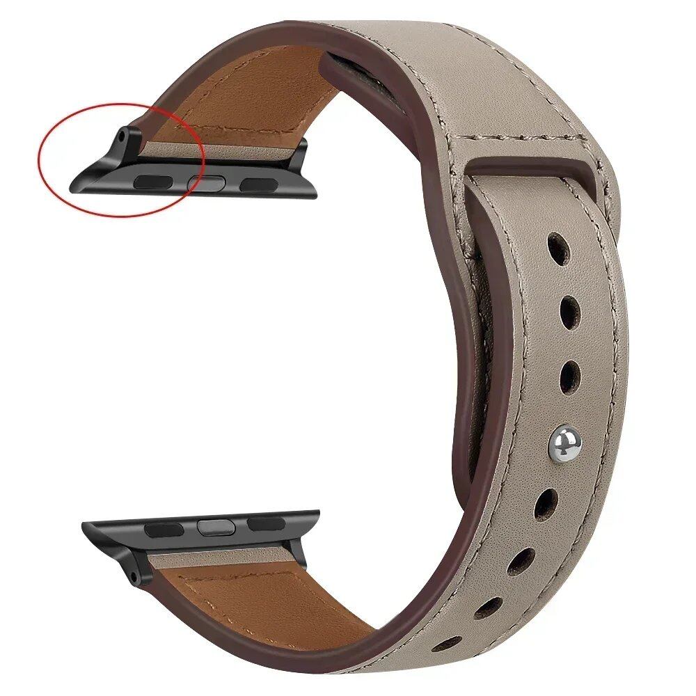 Leather Band for Apple Watch - Ultra 49mm/46mm, 44mm/40mm, 38mm/42mm, Sport Bracelet for iWatch Series 10/9/8/7/SE/6/5/3, 41mm/45mm Models, Band Color: Parallel Import