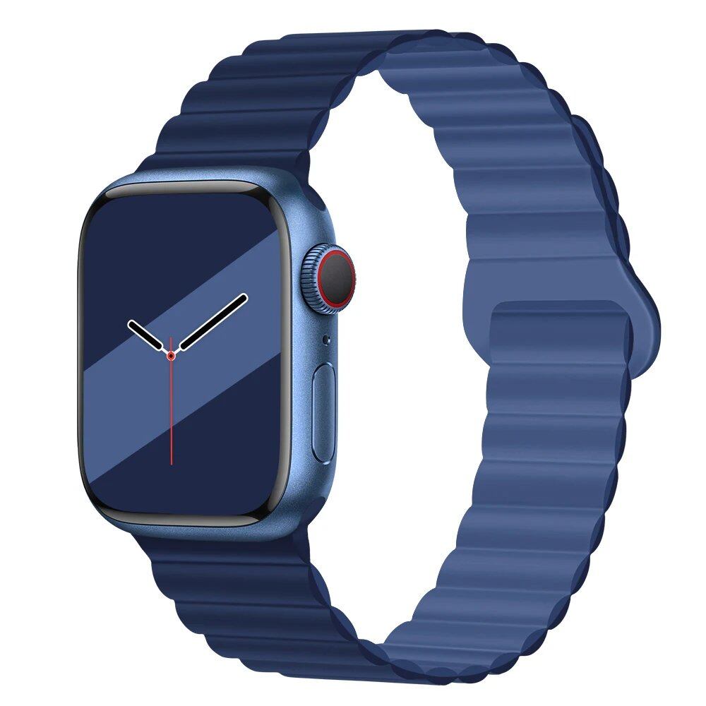 Silicone Loop Magnetic Strap for Apple Watch - Compatible with iWatch Series 8/SE/6/7/Ultra 2/9/10 (44mm/40mm/45mm/49mm/41mm/42mm/46mm) - Band Color: mm; Ships from: Parallel Import