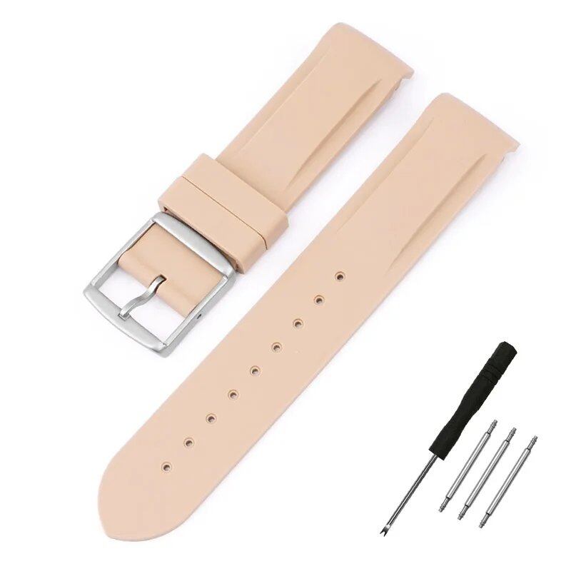 New 20mm Bent End Rubber Watch Strap for Omega Moonwatch, Joint Constellation, Men's Waterproof Sports Watch Band, Band Color: 20mm; Band Width: 20mm, Parallel Import