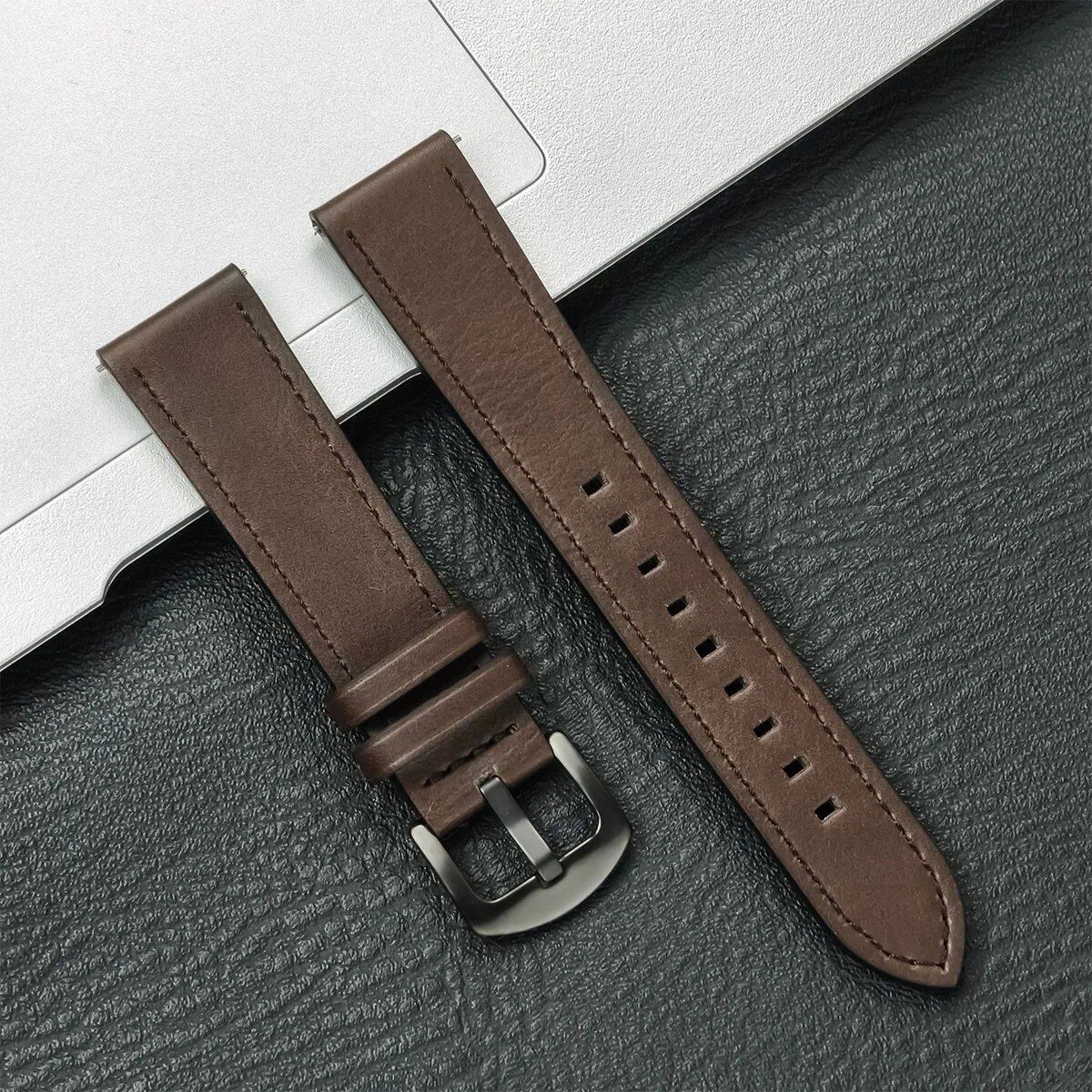 Compatible with Samsung Galaxy Watch 6/5/4 (40mm/44mm) and Xiaomi Redmi Watch 3 Lite/Active, 20mm/22mm Leather Strap, Vintage Style, Size 2, Parallel Import