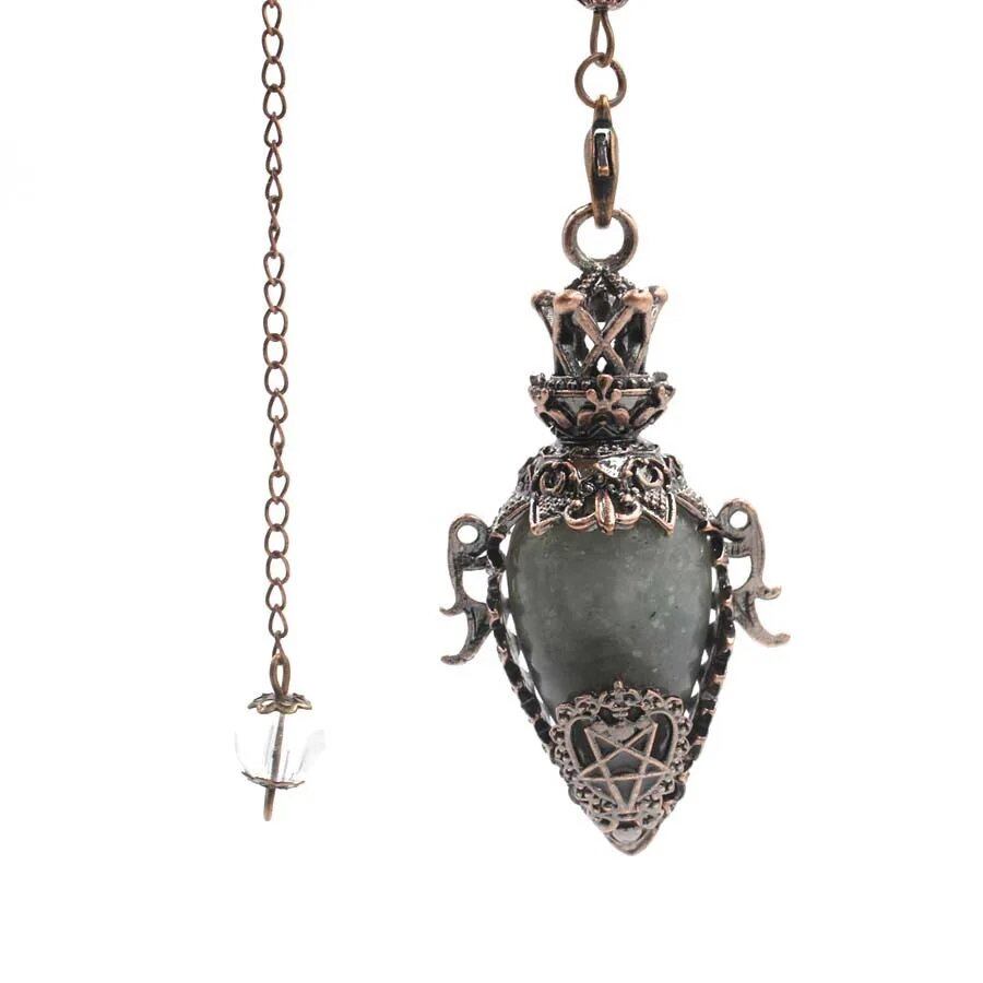 Large Natural Stone Pendant, Crystal Pendulum, Divination, Black Obsidian, Amethyst, Lapis Lazuli, Pink Quartz, Reiki, Spiritual, Pendulum, X210, Metal Color: Parallel Import
