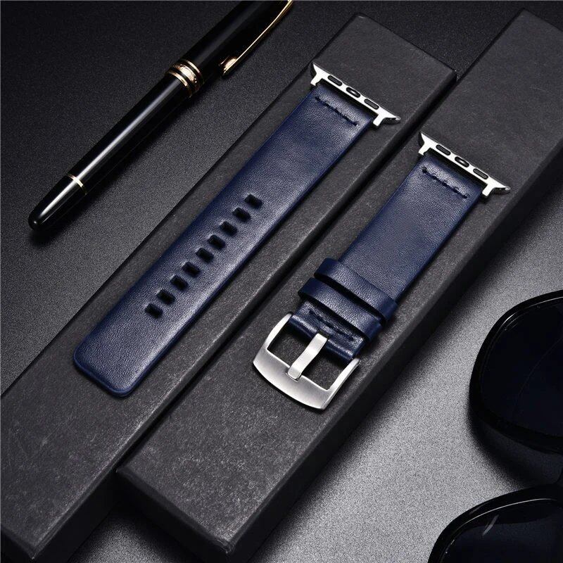 Simple Genuine Leather Strap for Apple Watch Series 8/7/6/SE/5/4/3, 38/40/41mm, 42/44/45mm, Band Color: mm, Parallel Import