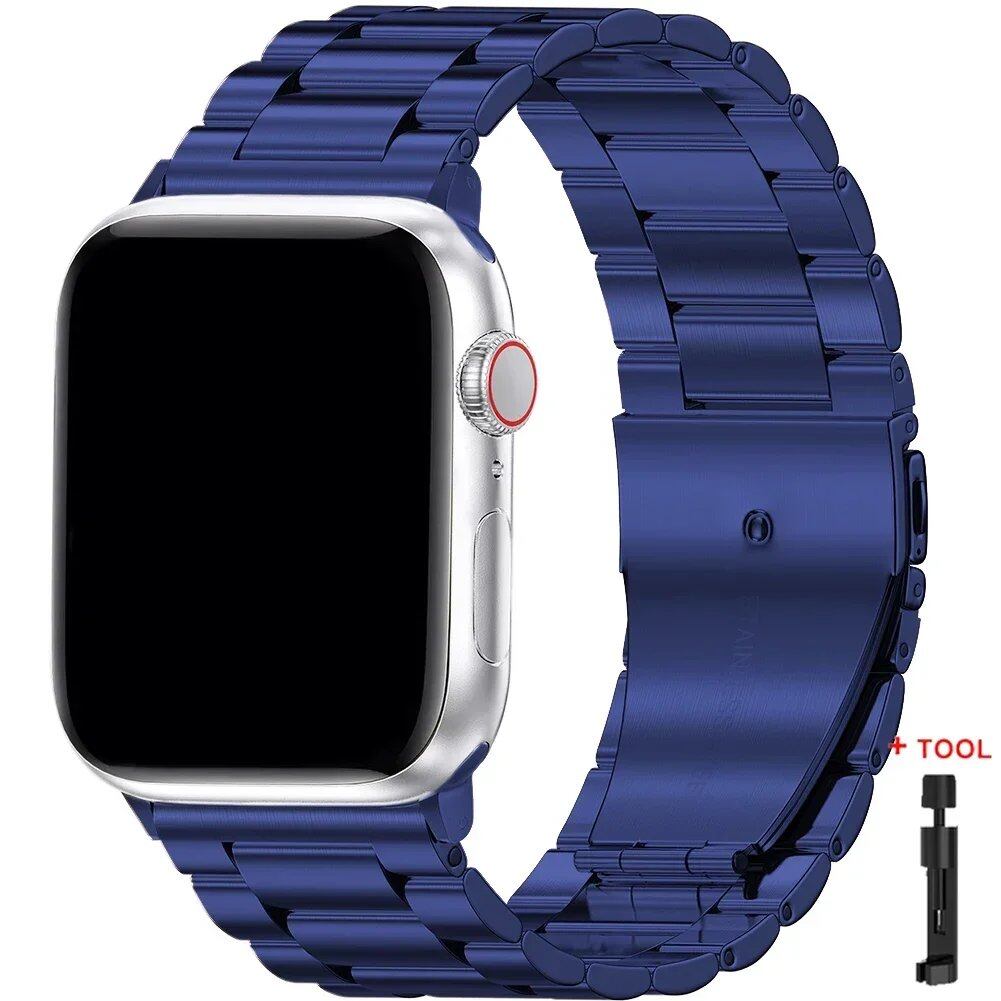 Stainless Steel Metal Band for Apple Watch Ultra 2 (49mm), S10 (46mm), 42mm, 45mm, 41mm, and 44mm - Compatible with iWatch Series 10, 9, 8, 7, SE, 6, 5, 4, and 3. Band Color: Imported