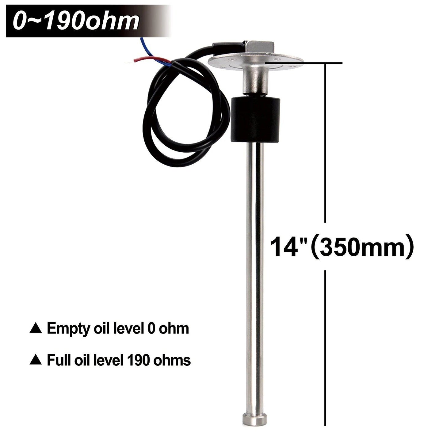 0-190 Ohm Stainless Steel Fuel Level Sensor/Water Level Sensor, A5, for Cars, Boats, and Water Tanks, Color: mm Sensor, Parallel Import