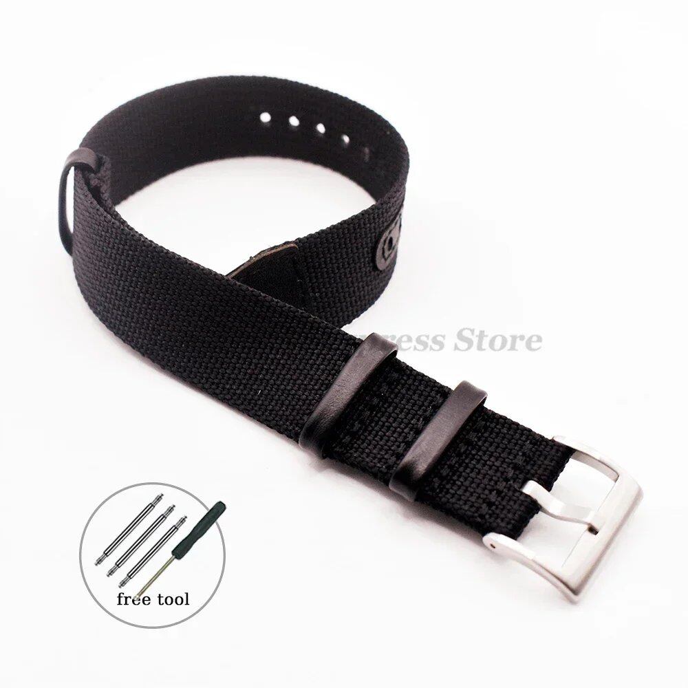 Seiko Canvas Nylon Patch Leather Strap Watch Bracelet for Rolex (20mm, 22mm), Hamilton, and Omega Compatible, Replacement Band, Band Color: mm, Parallel Import