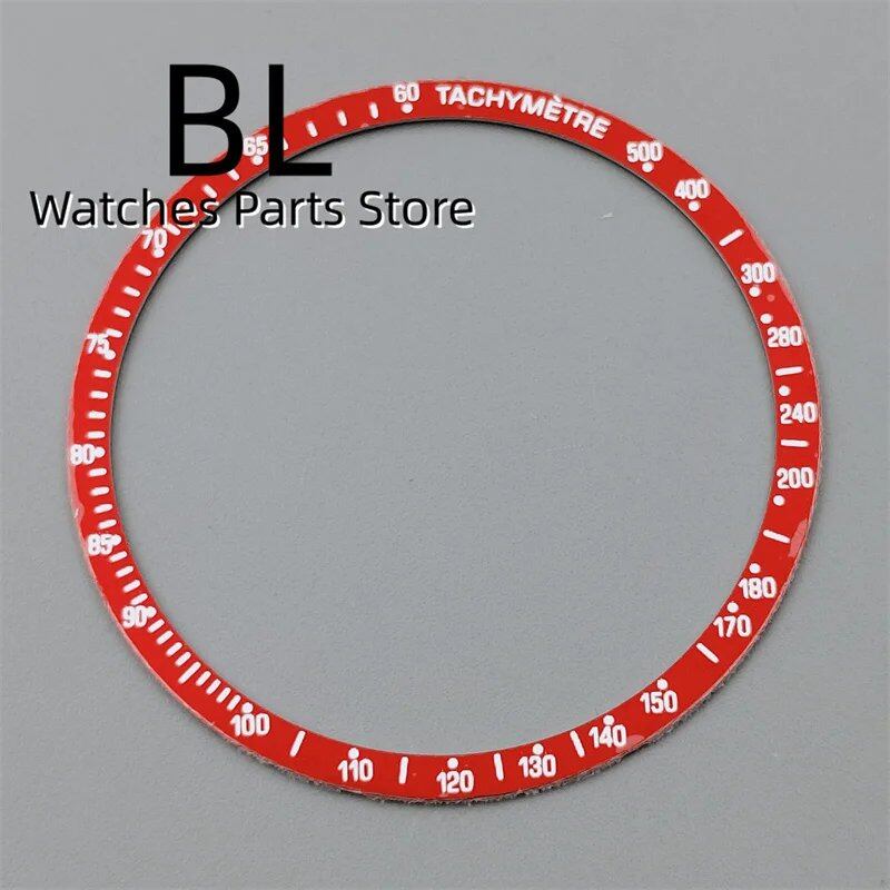 BLIGER 40mm Black PVD VK63 Watch Case with Black, Blue, Red, Green, and Silver Inserts, Acrylic Mirror, and VK63 Movement Assembly and Repair Parts; Dial Diameter: VK63 (Imported)