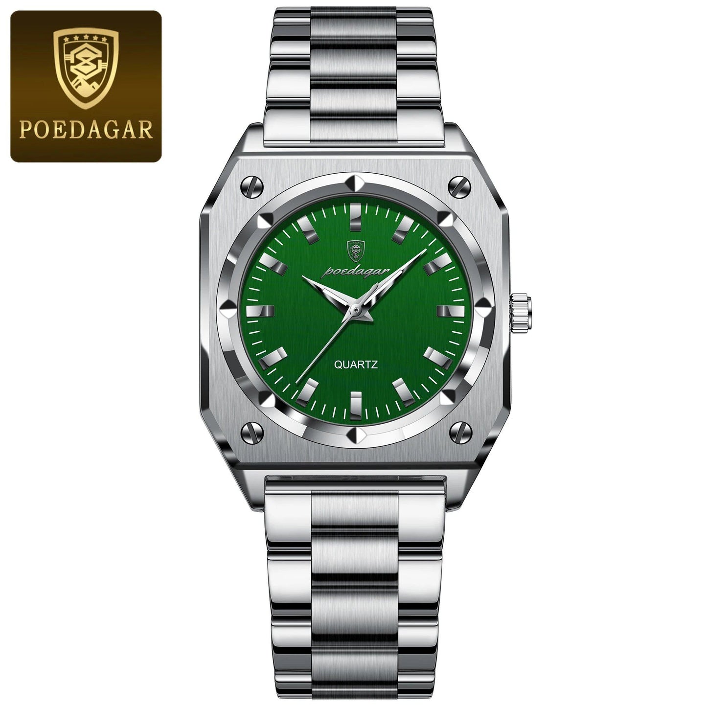 POEDAGAR Luxury Elegant Square Women's Watch, Waterproof, Luminous, Stainless Steel Quartz Movement, Gift Box Included, Color: 788, Parallel Import