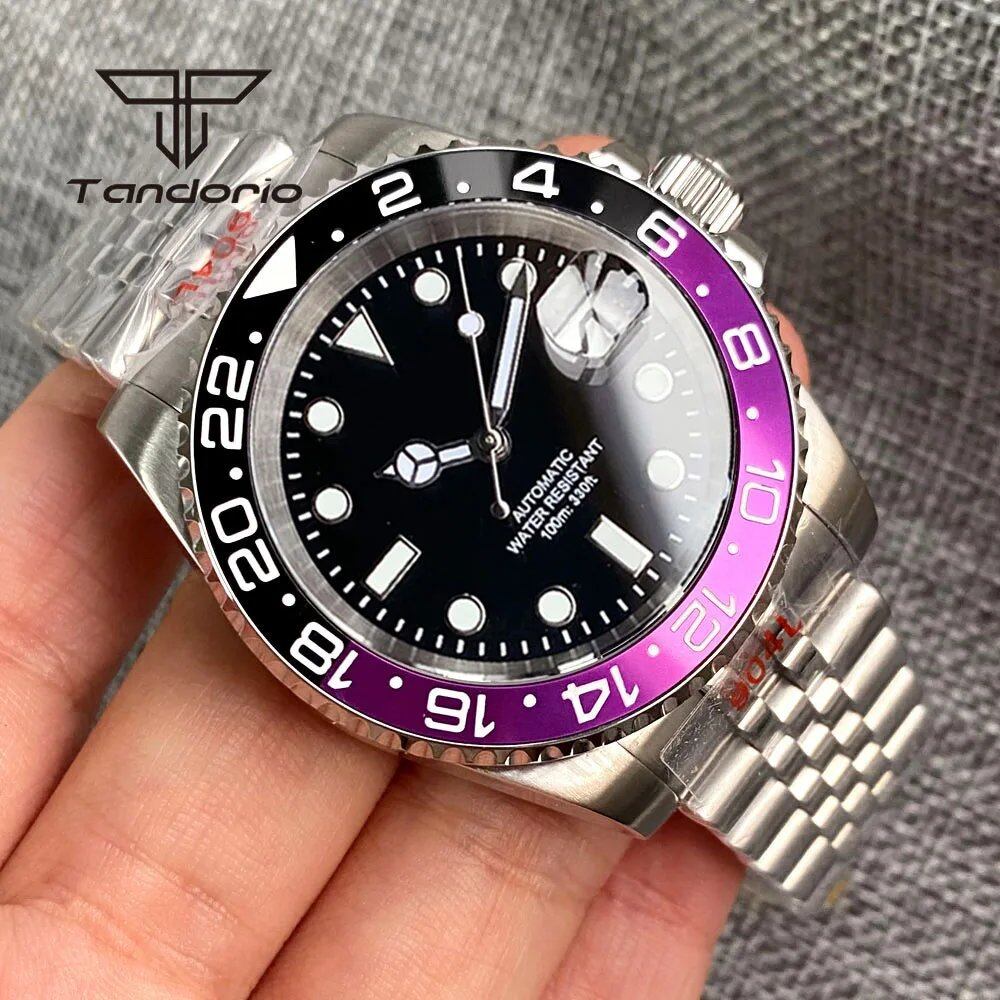 Tandorio NH35A Date Stainless Steel 40mm Diver Automatic Men's Watch with Sapphire Crystal, Rotating Bezel, Luminous Mechanical Watch, Color: Parallel Import
