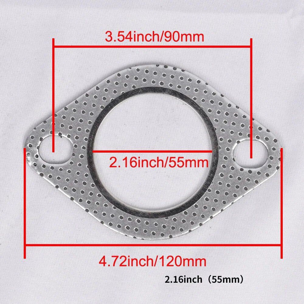 1/5-Piece Car Exhaust Downpipe Flange Gasket, 51/55/60/63/70/76mm, Exhaust and Intake Pipe Gasket, 2.0/2.16/2.36/2.5/2.75/3.0 Inch, Parallel Import