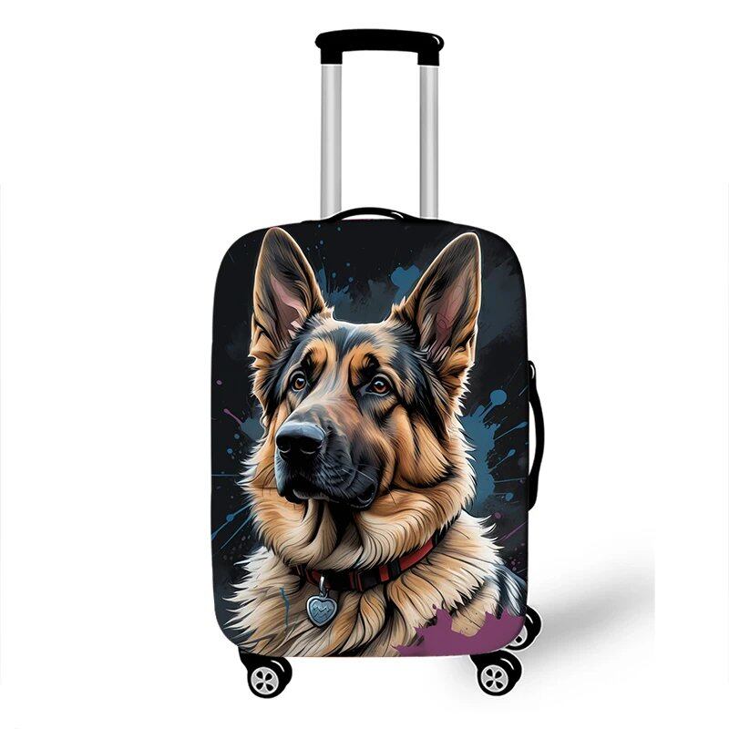 可愛いジャーマンシェパード・パグ・ボーダーコリー・チワワ 犬柄 スーツケースカバー 伸縮性トロリーケース保護カバー 旅行用 サイズ: 並行輸入品