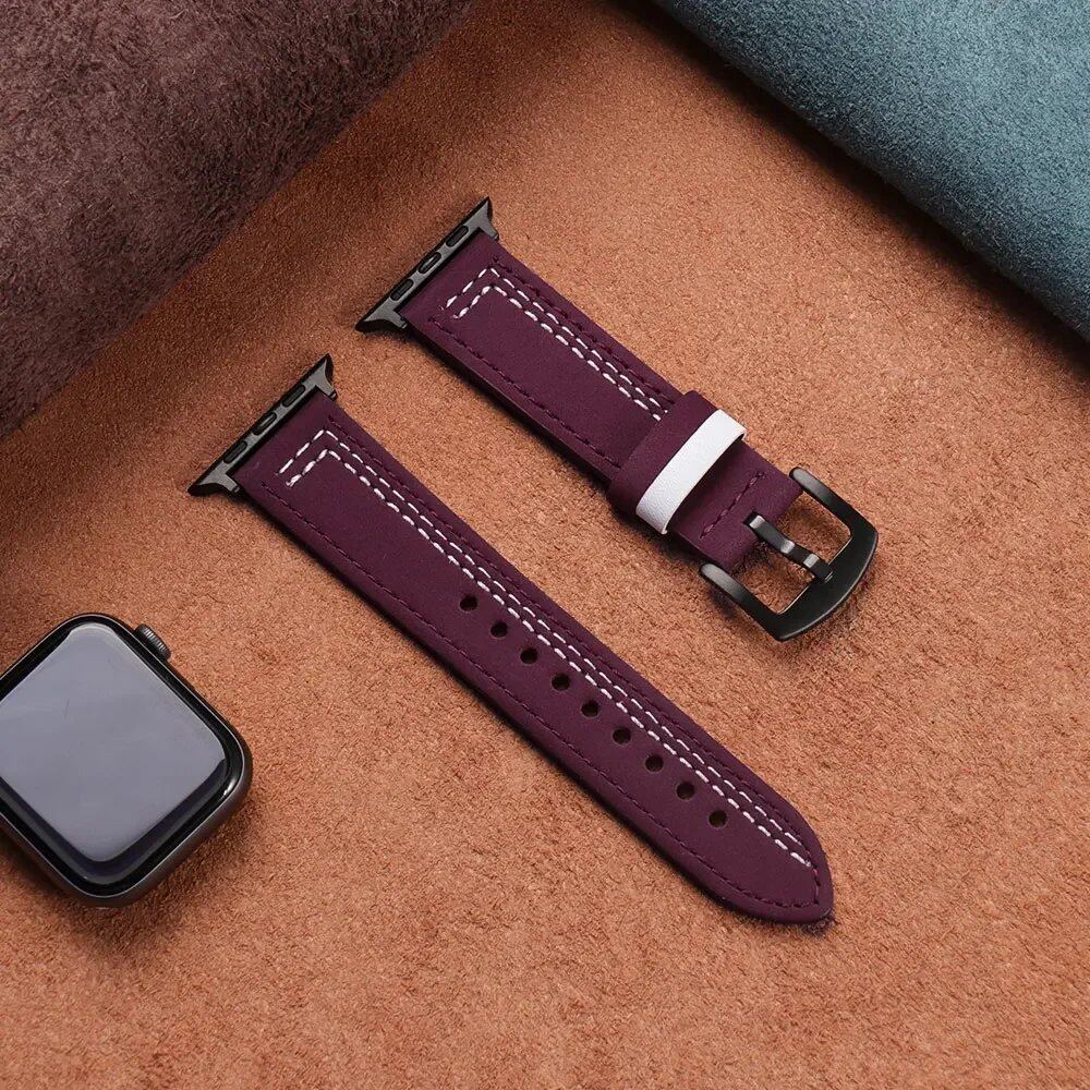 Apple Watch Leather Strap, Band, 46mm, 44mm, 45mm, 49mm, 41mm, 42mm, Accessories, Compatible with iWatch Series 5, 6, SE, 7, 8, Ultra, 9, 10, Band Color: mm, Parallel Import