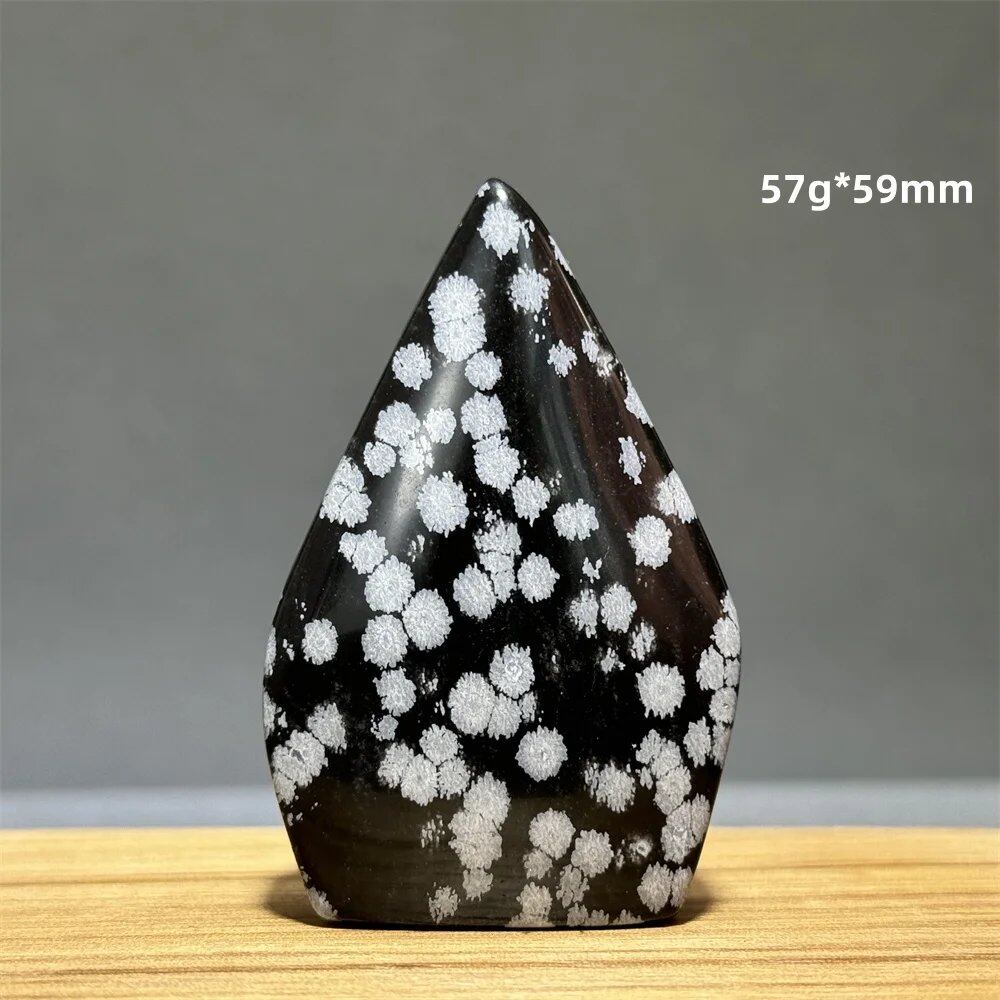 Snowflake Obsidian Freeform Ornament with Natural Quartz, Reiki, Meditation, Healing, Witchcraft, Energy Decoration, Home Gift, Color: Parallel Import
