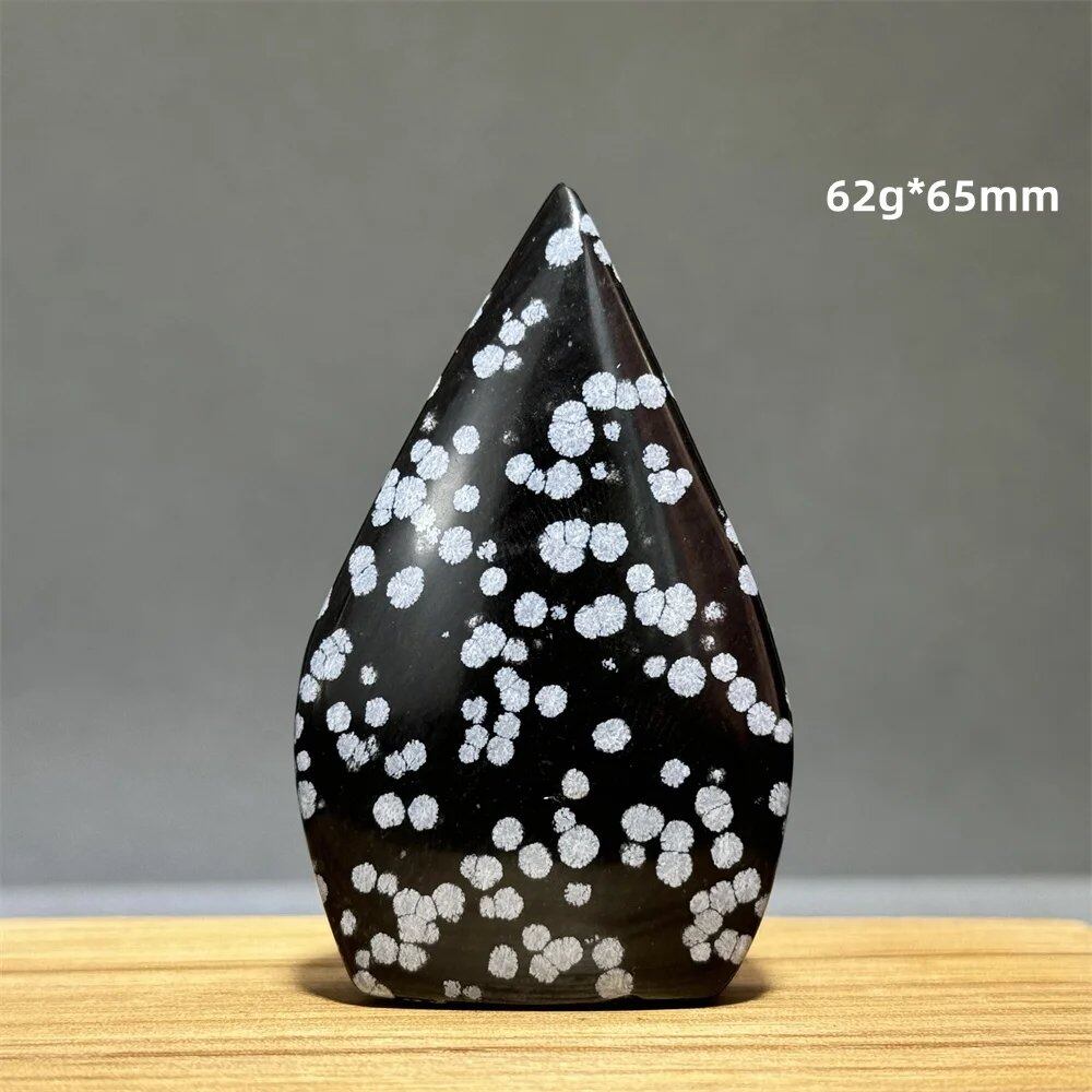 Snowflake Obsidian Freeform Ornament with Natural Quartz, Reiki, Meditation, Healing, Witchcraft, Energy Decoration, Home Gift, Color: Parallel Import