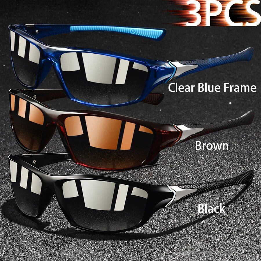 Set of 1, 2, or 3 Retro Sports Sunglasses for Men and Women, Ideal for Fishing, Running, Cycling, Climbing, and Outdoor Sports, UV400 Protection, Anti-Glare Lens Color: Parallel Import