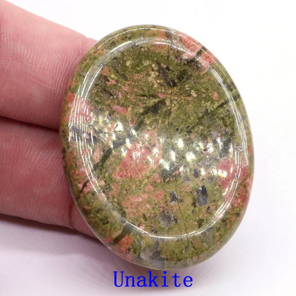 35x45mm Thumb Worry Stone (Stress Relief Stone for Thumb) Oval Massage Quartz Healing Crystal Chakra Energy Therapy Meditation Spiritual Natural Gemstone Decoration Size: Parallel Import