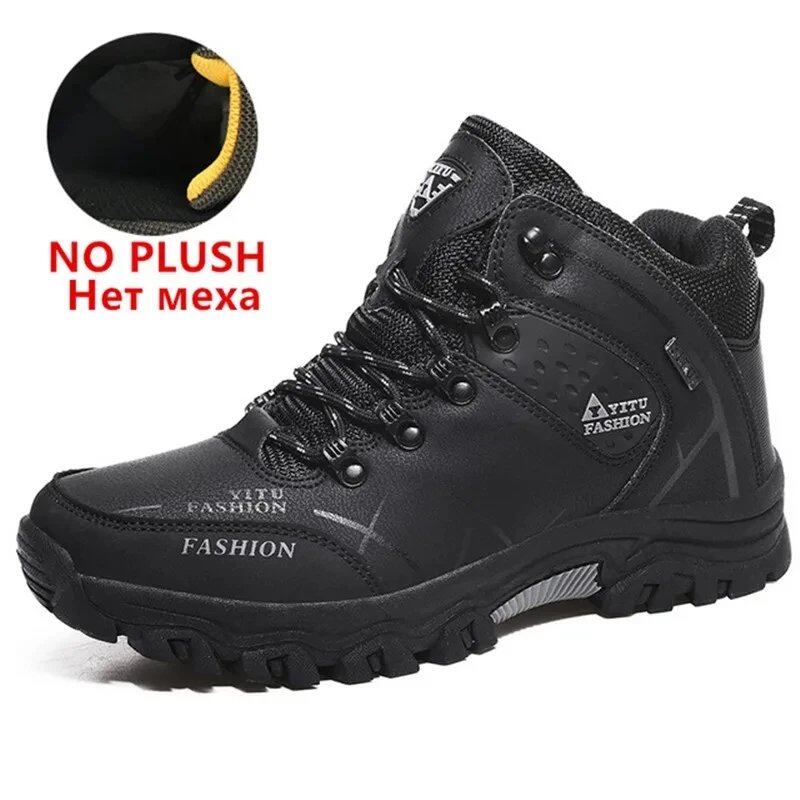 Men's brand-name winter snow boots, waterproof leather sneakers, ultra-warm, outdoor hiking boots, and work shoes, sizes 39-47, parallel import