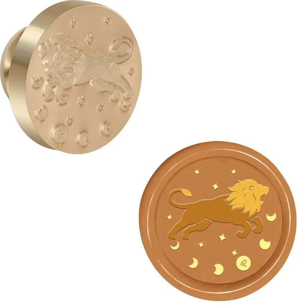 12 Zodiac Signs Round Wax Stamp with Removable Brass Head for Envelopes, Birthday Cards, Notes, and Gifts - Decorative (Imported)