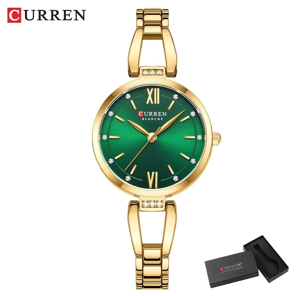 Karen Women's Quartz Watch, Luxury Fashion Rhinestone and Stainless Steel Band, High-Quality, Parallel Import