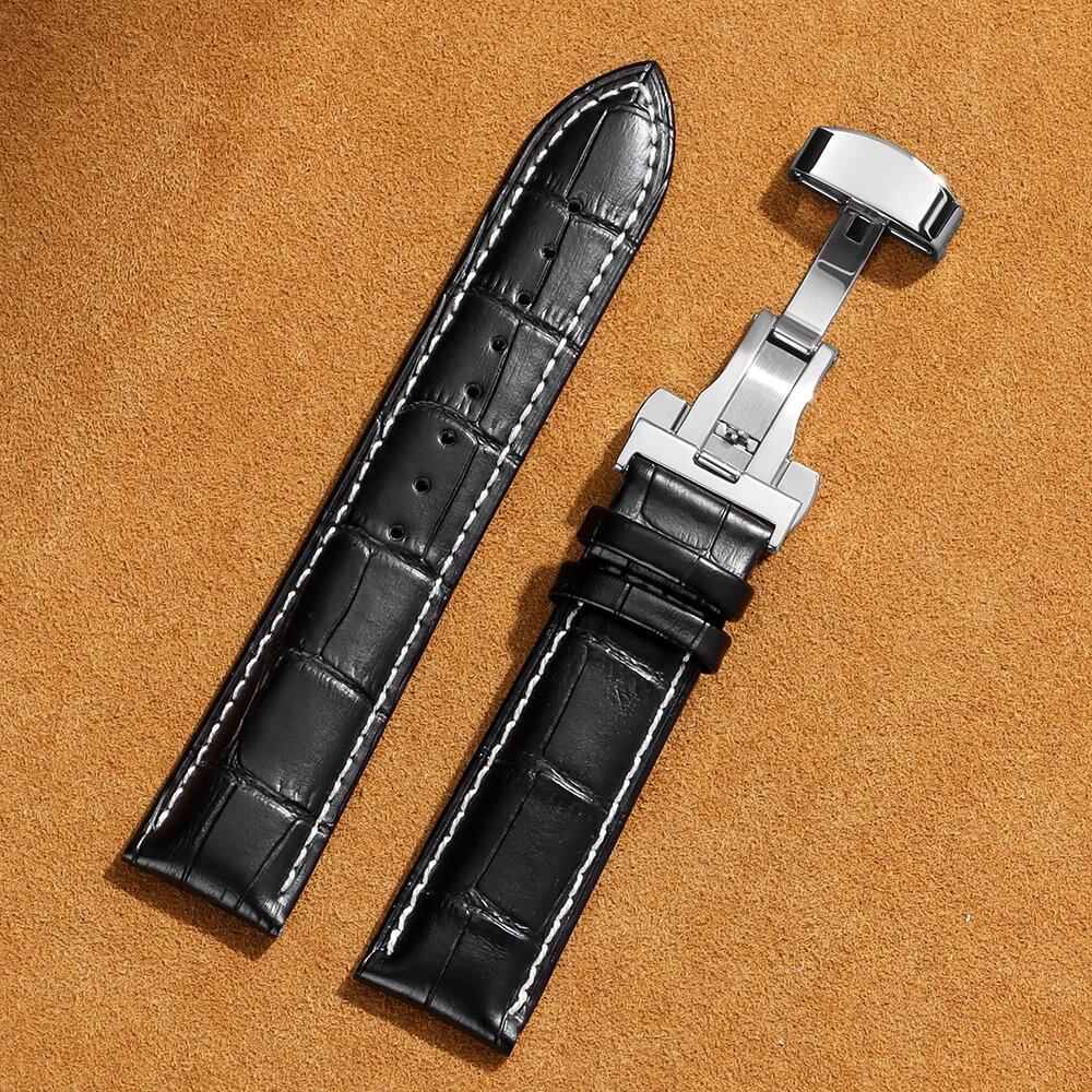 Genuine Crocodile Leather Business Watch Band Replacement for 12/14/16/17/18/20/22/24mm Watches with Butterfly Buckle, Band Color: mm, Parallel Import
