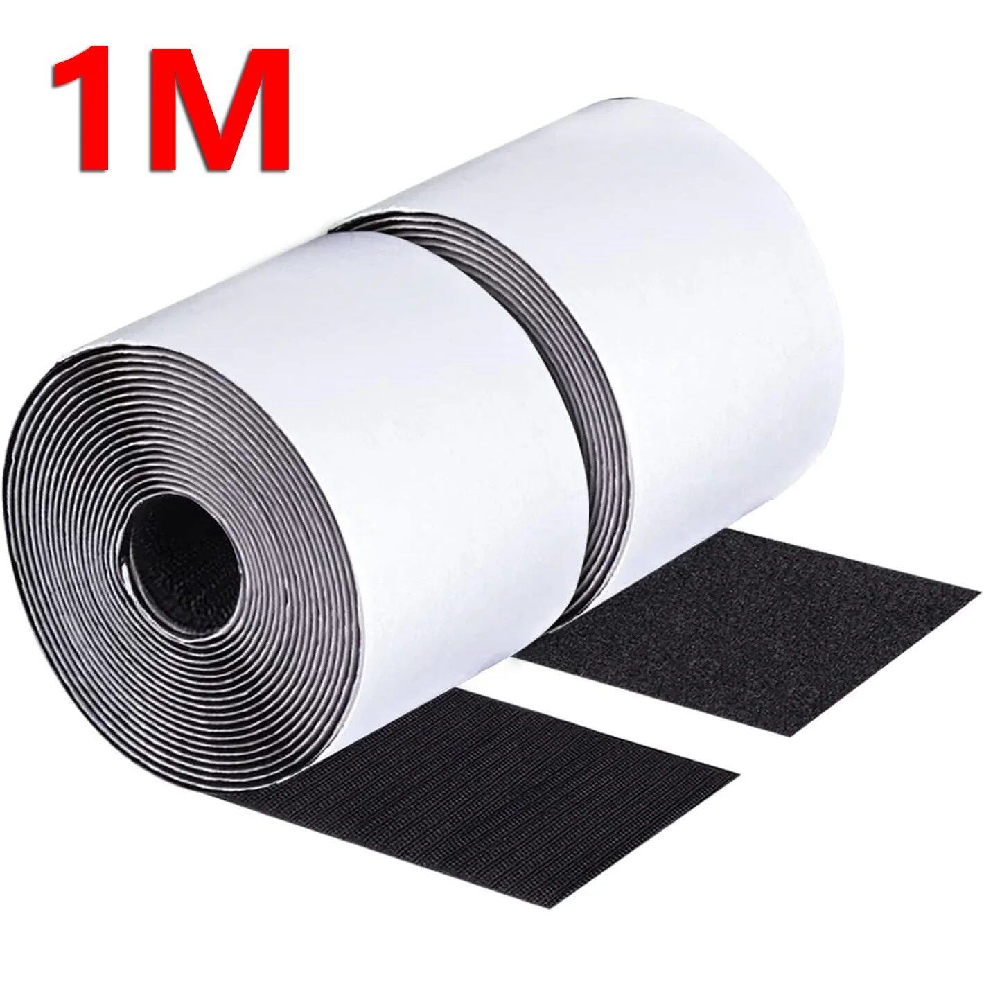 1/2/5 Meter Strong Adhesive Hook & Loop Tape, Double-Sided Adhesive for DIY Crafts, 50mm Black, Size: 50mm Wide; 1 Meter, Parallel Import