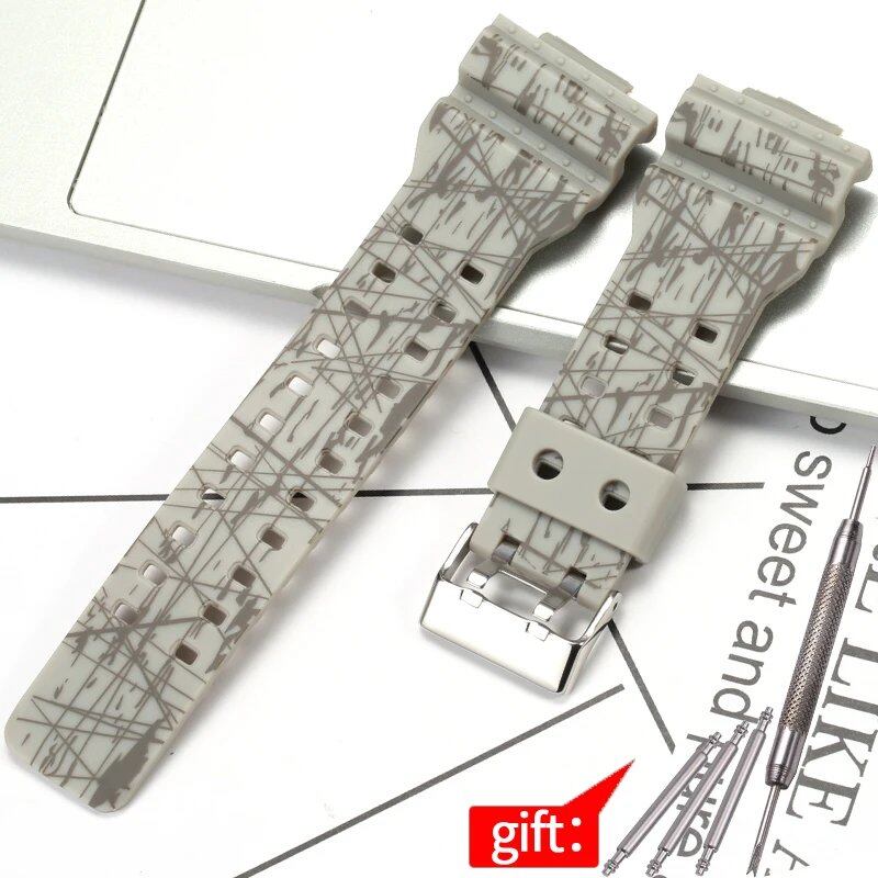 Camouflage Rubber Strap for Men's Casio G-Shock GA100, GA110, and GD120 Sports Watches. Band Color: 16mm; Band Width: 16mm; Ships from: Parallel Import.