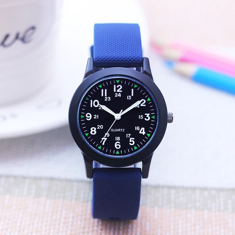Fashionable unisex 24-hour luminous hands, high-quality silicone strap, simple quartz watch for children, men, women, and couples, parallel import