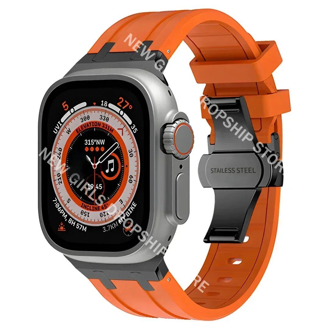 Soft Silicone Strap for Apple Watch Ultra 2/1, Series 10/9/8/7 (49mm/46mm/45mm) - Compatible with iWatch 6/5/4/SE (44mm) - Men's Rubber Band. Band Colors: 46mm, 44mm, 45mm, 49mm. Parallel Import.