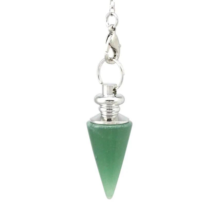 Healing Crystal Stone Cone Pendant - Natural Amethyst & Rose Quartz Spiritual Pendulum for Dowsing & Divination, Metal Color: Parallel Import