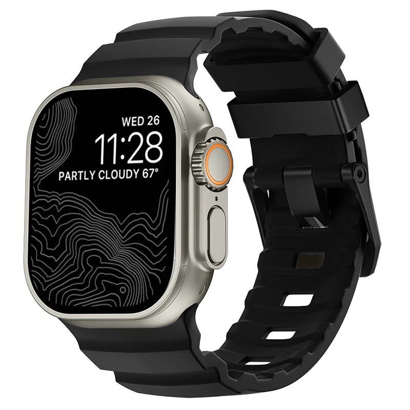 Sport Silicone Band & Titanium Metal Bracelet Strap for Apple Watch Ultra 2/10/9/8/7/6/SE/5/4 - Compatible with iWatch 42mm/44mm/45mm/46mm/49mm Band Colors: mm Parallel Import