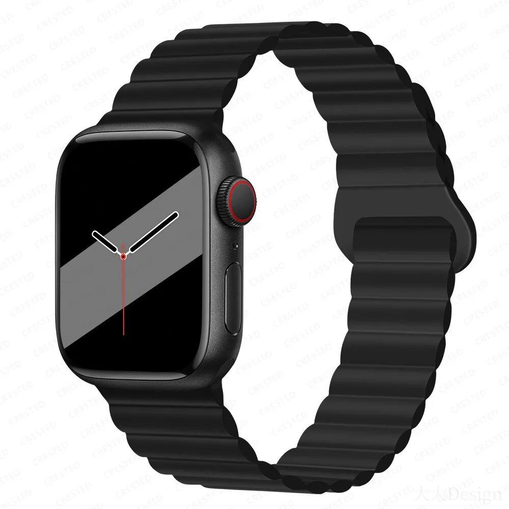 Silicone Loop Magnetic Strap for Apple Watch - Compatible with iWatch Series 8/SE/6/7/Ultra 2/9/10 (44mm/40mm/45mm/49mm/41mm/42mm/46mm) - Band Color: mm; Ships from: Parallel Import