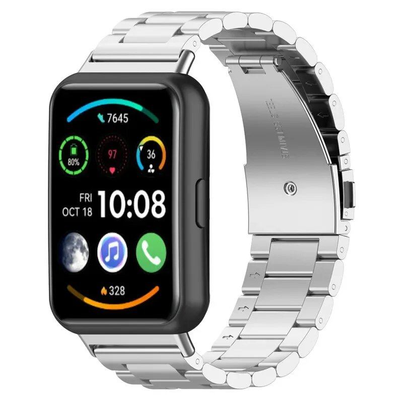 Stainless Steel Band for Huawei Watch Fit 2, Elegant Strap, Metal Bracelet, Classic Replacement Strap, Band Color: Parallel Import