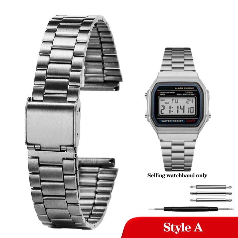Casio 18mm Slim Steel Watch Band for A158, A159, A168, A158W, AQ-230, LA-680, B650, and AEQ-110. Metal Bracelet Strap. Band Color: 18mm; Band Width: Parallel Import.