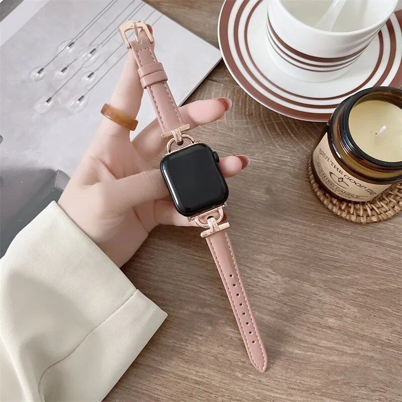 Genuine Apple Watch Leather Strap, Compatible with iWatch Series 8/7/6/SE/5/4/3, 44mm, 41mm, 45mm, 38-42-40mm, Ultra, and 49mm Bands. Parallel Import.